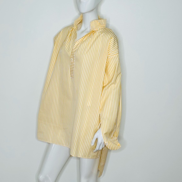 Gallego Desportes Paris Antik Red Cross Blouse Medium Yellow & White - Picture 1 of 8